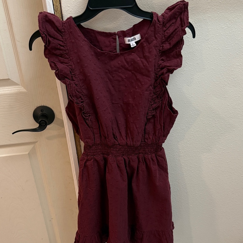 BB Dakota Maroon Kids Dress with Ruffles